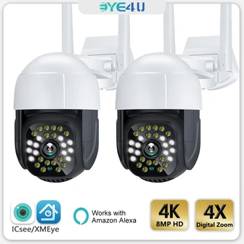 1/2gab 4K 8MP IP Kameras WiFi Āra Bezvadu CCTV Uzraudzības Cam Smart Home Aizsardzību, Krāsa Nakts Redzamības H. 265 ICsee Alexa