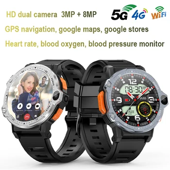 1.54 collu Smart Watch Atbalsta 4G 5G wi-fi HD dual kameras GPS navigācijas Google maps, Google saglabā Četrkodolu Smartwatch Vīriešiem Sieviete