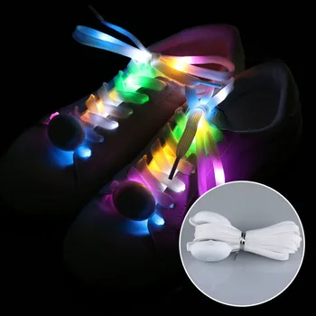 1 Pāris Luminiscentās Shoelace iedegties kurpju šņorēm LED Mežģīnes Multi-krāsu, Mirgo Neilona Shoestrings Nakts Palaist Āra Sporta