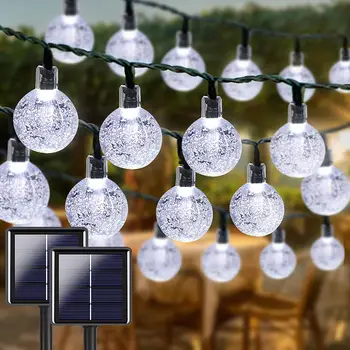 100 LED 64FT Kristāla Zemes Saules String Āra Gaismas Ūdensizturīgs Dārza Koka Terases Puse, Ziemassvētku Rotājumi