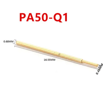 100GAB PA50-Q1 Četru žokļu Plūmju Ziedu Galvas Zelta pārklājumu Pavasara Testu kniepadatu Caurules 0.68 mm Garums 16.55 mm PCB Speciālu Adatu