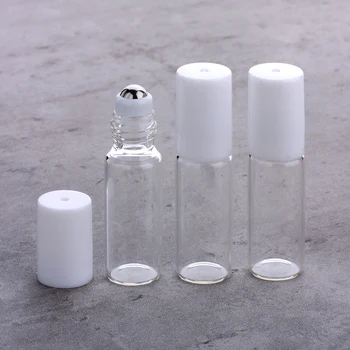 100Pcs/Daudz 5ml Caurspīdīga Stikla Pudele, ēteriskā Eļļa Pudeli Roll-on Pudeles, Plastmasas Vāks, Mini Uzpildāmas Smaržu Pudelītes