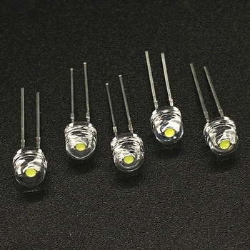 100pcs/daudz baltu 5mm F5 Straw Hat LED Lustras Kristāla Lampu Krelles Liels Core Mikroshēmas 6-7LM Gaismas diodēm led DIY gaismas