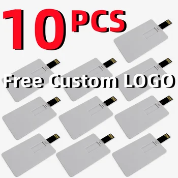 10PCS/daudz Bezmaksas Custom Uzņēmuma LOGO Kredītkartes Modelis USB2.0 Flash Drive 4GB 8GB 16GB 32GB 64GB, 128GB Atmiņas karti memory Stick