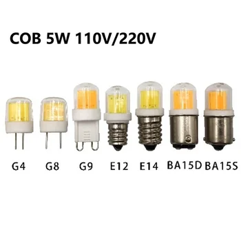 10pcs Mazo LED Gaismas Avots G4 G8 G9 E11 E12 E14 BA15D 5W COB 110V, 220V Mazo LED Gaismas