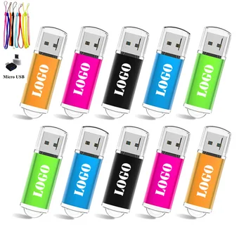 10PCS Pasūtījuma Logo Krāsains USB Flash Drives, 32 GB Multitools Metāla Pendrive Pen Drive 4GB 8GB 16GB 32GB 128 MB USB Memory Stick