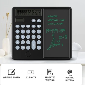 12 Ciparu Kalkulators ar šķidro kristālu Rakstiski Tabletes Finanšu Kalkulators Portatīvo Dual Power Rokraksta piezīmju Grāmatiņa, Skolā vai Darba