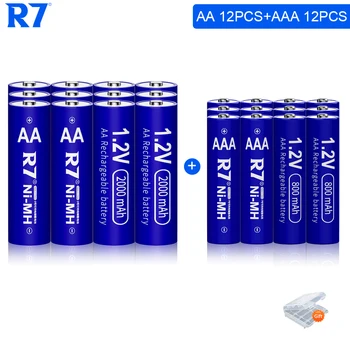 12pcs 1.2 V AA+AAA Akumulators Ni-MH AAA 800mAh Akumulatora uzlādējams 2A 2000mAh bateriju 3A Akumulatoru, fotokamera rotaļlietas