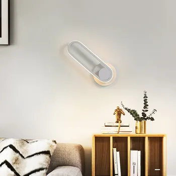 12W LED sienas apgaismojuma personības guļamistabas gultas lampa Ziemeļvalstu mūsdienu minimālisma radošo kāpņu eju dzīvojamā istaba grozās sienas lampas