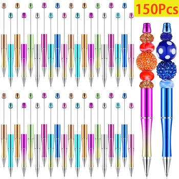 150Pcs Plastmasas Beadable Pildspalva Lodītes Pildspalvu Multicolor DIY Lodītes Pildspalva Lodīšu Pildspalvas Melnu Tinti un Lodīšu Pildspalvu Office Skolas Piederumi