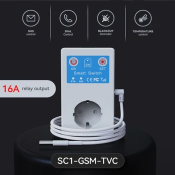 16A Releju Izejas Smart Tālvadības Slēdzis GSM Temperatūras Sensoru Kontrolieris SMS Zvana Signāls Saprātīga Ligzda