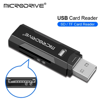 2 IN 1 Micro TF SD Karšu Lasītājs Augstas kvalitātes Ātrumu smart atmiņas karšu lasītājs, USB 2.0 Kameras SD Karšu Lasītājs Bezmaksas Piegāde