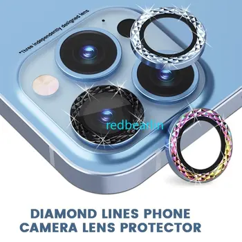 200pcs Dimanta Metāla Kameras Protector for IPhone 14 12 13 Mini Kameras Aizsargs Atpakaļ Camere Len Aizsardzības Stiklu