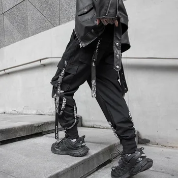 2022. gadam, Modes Apģērbu Melnā Teachwear Kravas Bikses Vīriešu Joggers Y2K Apģērbtu Bikšu Skriešanas Streetwear Hip Hop Gothic Lentes Bikses