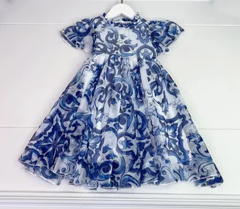2023 Meitenes Kleita vasaras Jaunā Modes ziedu Drukas kleita Baby Girl Princese r Kleita vestido niña kleita
