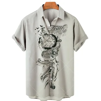 2023 Retro Krekls Pulkstenis Havaju Krekls Krekls Vasaras Ikdienas Krekls, Liela Izmēra Īsām Piedurknēm Krekls Kabatas Pulksteņu Krekls, Krekls Vīriešiem