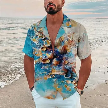 2023 Vasaras Brīvdienas Havaju Krekls Vīriešiem 3d Luksusa Krekls Tropu Īsām Piedurknēm Lielgabarīta Jūras Topi Tee Kreklu Homme Camiseta