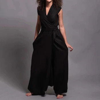 2023 Vasaras Gadījuma Elegants Romper Vintage Streetwear Jumpsuits (Dungriņi) Sieviešu Modes Bez Piedurknēm, Platu Kāju Jumpsuit Sieviete