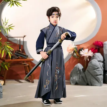 2023 Ķīniešu Stilā Cosplay Tang Uzvalks Zēniem, Izšuvumi Hanfu Tērpi Bērniem, Tradicionālo Apģērbu Fotogrāfija