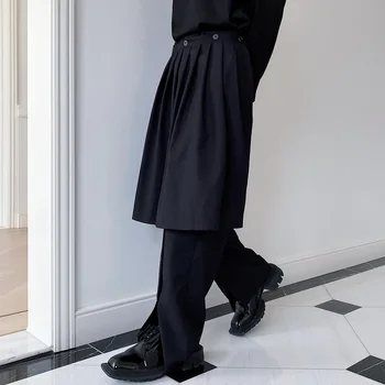 2023Elastic Pogas Vīriešiem Vidukļa Modes Noņemams Tendence Svārki Zaudēt Gadījuma Elsas Tumši Melna Streetwear Gotikas Posmā Apģērbi