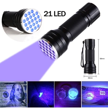 21LED UV Lukturīti Ultravioleto Lāpu Portatīvie Mini Melnā Gaisma UV Pet Urīna Traipus Detektoru Scorpion Medību Lāpu Gaismas