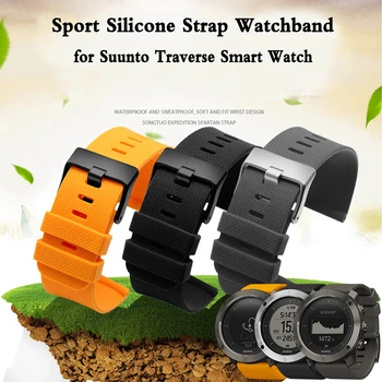 24mm Sporta Silikona Siksniņa Watchband Vīriešiem, Āra Ūdensizturīgs Gumiju Nomaiņa Aproce Jostas Joslas Suunto Traverse Smart Skatīties
