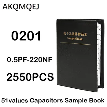 2550 GAB kondensators izlasi grāmatu kondensators bankas 0201 klasifikācija, iepakojums 51 vērtības 50