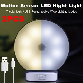 2GAB LED Indukcijas Nakts Gaismas Bezvadu Kustības Sensors LED ministru Kabineta Gaismas USB Lādējamu Sienas Lampas, Guļamistabas Koridora Apgaismojumu