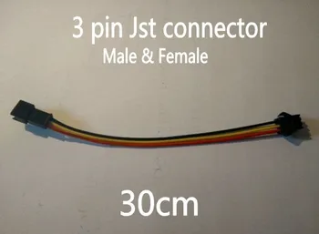 3 PIN JST dubultu Savienotāju, Vīriešu & sieviešu 3pin Spraudni Ar 30 cm Vadu kabeli