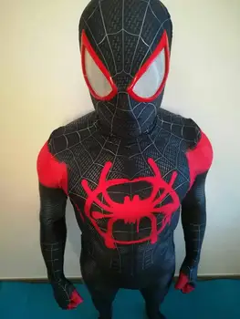 3D Drukas Zirnekļcilvēka Jaunākais Anime Km Morales COSPLAY Kostīmu Vērā Dzejolis Superhero Halloween Zentai Bodysuit Pieaugušiem Bērniem