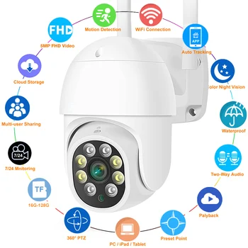 3MP WiFi Kameru Āra Smart Home Security Aizsardzības CCTV 360 PTZ Video Monitors 1080P Auto Izsekošana ONVIF Uzraudzības IP Cam