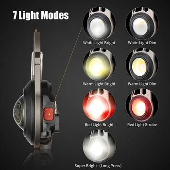 4 Gab., LED Mini COB Zibspuldzes 7 Gaismas Režīmā Keychain Gaismas Lukturīti 500 Lūmenu Spilgtu Kabatas Lukturīti, Uzlādējams