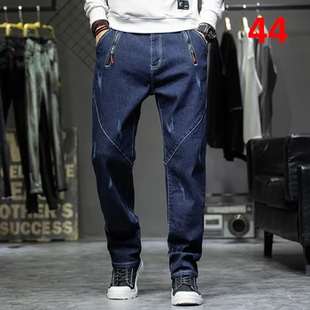 42 44 Plus Lieluma Džinsi Vīriešu, Zilās Džinsa Bikses Baggy Džinsa Bikses Streetwear Brīvs Bikses Vīriešu Liela Izmēra Gruntis Modes Cēloniskā