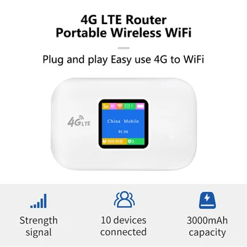 4G Lte Router 150Mbps Portatīvo Bezvadu Wifi Modems, Āra Kabatas WiFi Repeater Mobilo Hotspot Iebūvēts 3000Mah SIM Kartes Slots