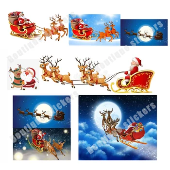 4X Decal Uzlīmes Ziemassvētku Ziemassvētku Vecīša Kamanas Ziemeļbriežu Kamanas Priecīgu Ziemassvētku Auto stiklu Ķermeņa Rotājumi Uzlīmes Aksesuāri