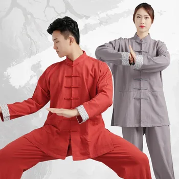 5 Krāsas Tradicionālā Ķīniešu Apģērbi Sievietēm Pavasara Rudens Kokvilnas Veļa Sabiezēt Garām Piedurknēm Rīta Vingrošanu Kung Fu Vienotu