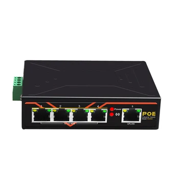 5 Portu POE switch 10/100Mbps Rūpnieciskās kategorijas Fast Ethernet Switch DIN Sliedes Tips Tīkla slēdzi