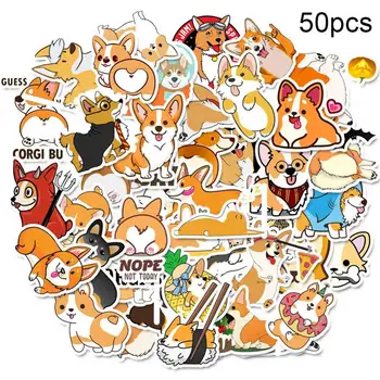 50GAB Cute Karikatūra Corgi Suņu Uzlīmes Personības Rotaļlieta Suns Datoru, Telefonu Grāmatiņa Ledusskapis Apdare, Uzlīmes, Rotaļlietas
