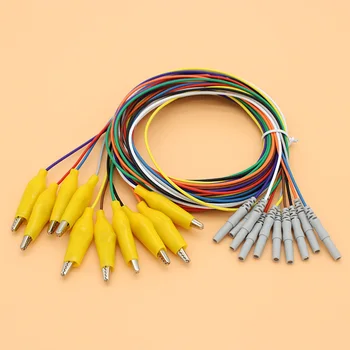 50gab EEG/AEEG/VEEG/EMG/EKG/EKG din 1.5 MM plug kabeli un M aligators Elektrodu Klips,1.5 m kabeli,5gab vienu krāsu.