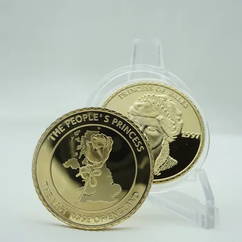 5gab/daudz Pēdējā Roze Anglijas, velsas Princese Suvenīru Monētas Dāvanu 24K Zelta Pārklājumu Metāla Monētu Kolekcijas