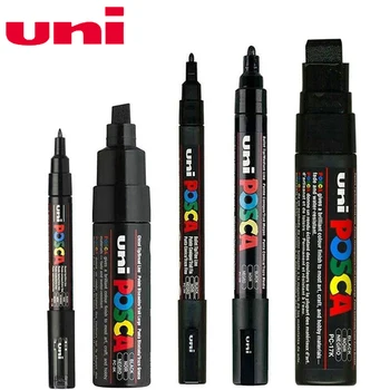 5gab/set UNI Posca Krāsas Pildspalvu Sajauc Zīmi, 5 Izmēru, Katra ar 1 Pen PC-1M/3M/5M/8K/17K Krāsošana POP Plakātu, Reklāmas Pildspalvas
