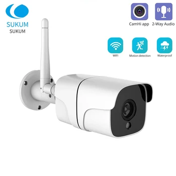 5MP CamHi Āra Kamera Ar WIFI Ūdensizturīgs Smart Home CCTV Bezvadu Bullet IP Kamera Ar divvirzienu Audio