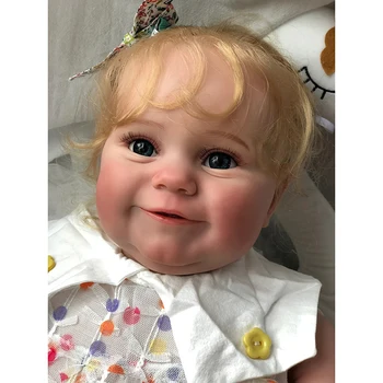 60CM Milzīgu Baby Izmērs Atdzimis Lelle Maddie Meitene Blondīne ar Gariem Cirtainiem Matiem 3D Ādas Vairākiem Slāņiem Krāsošana ar Redzamām Vēnām
