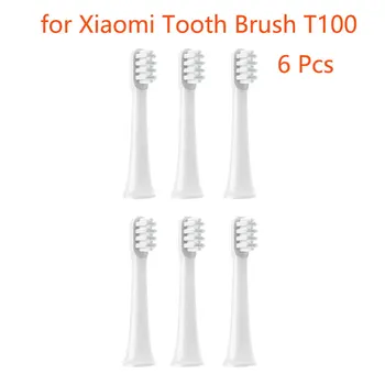 6pcs Toothbrushs Galvas Xiaomi Mijia T100 Sonic Elektriskās zobu Suka Galvas Mi Replacment Piepildīt Suku Soft DuPont Zobu Aizstāt