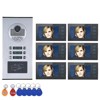 7 Collu TFT Monitoru, Domofons 1V6 Video Durvju Tālrunis ID Kartes Piekļuves Kontroles Sistēmas