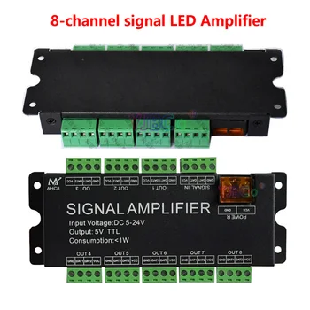 8-Kanālu Signālu LED Pastiprinātājs 2812B/WS2815/WS2813/WS2811 Pikseļu RGB Adresējama LED Strip Gaismas 5V TTL Izejas DC 5-24V