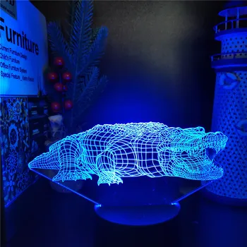 Aligators 3D Lampas Zivju Anime Led Nakts Gaisma Bērniem Guļamistaba Dekori Nightlight Dzīvnieku Mainīt Krāsu Tabula Lamparas Dzimšanas dienas Dāvana