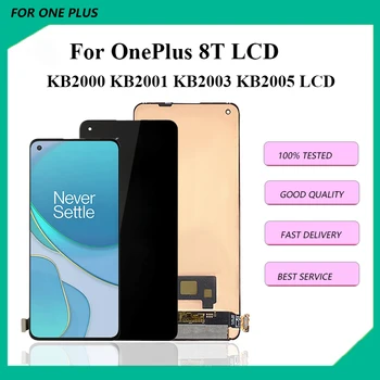 AMOLED Par OnePlus 8T LCD Displejs Ekrānā Pieskarieties Sensora Ekrāna Digitizer Par Oneplus KB2000 KB2001 KB2003 KB2005 LCD Ekrāns