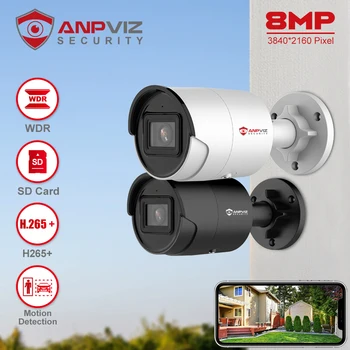 Anpviz 8MP POE IP Bullet Kamera Āra Nakts Redzamības 30m CCTV Video Novērošanas IP67 Max 512 GB SD Karti, Kustības detektors 2.0