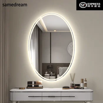 Aplauzums spogulis sienas uzstādīts guļamistabas sienas viedo LED, kas izstaro nelegālo elipsveida spogulis